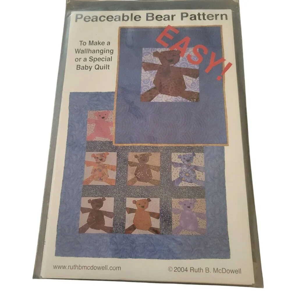 Peaceable Bear Quilt Pattern Baby Quilt Wall Hanging Single Bear Nine Bears